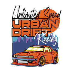 Urban Drift Car Streetwear Illustration