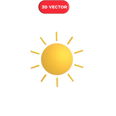 Sun 3D icon Design.3d Render of sun