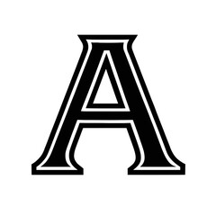 Classic Black and White Varsity Style Letter A Icon - Alphabet and Team Symbol Vector