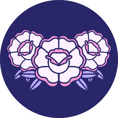 iconic tattoo style image of a bouquet of flowers