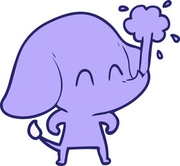 cute cartoon elephant spouting water