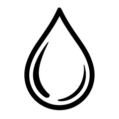 Simple Black and White Water Drop Outline Icon - Liquid and Hydration Symbol Vector