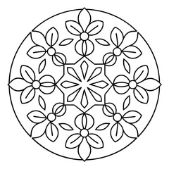Mandala Art Design with Floral Petals and Circles