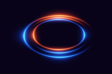 Glowing neon circle with blue and red gradient light effect.