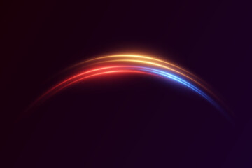 Glowing light lines with blur effect for abstract futuristic design.