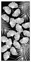 vector room divider, Laser cut leaf panel, stencil divider. Wall art for home decor, room divider screens, paper craft, card background. 