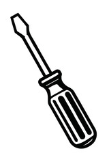 Flathead Screwdriver Tool Outline Icon - Repair, Construction, and Hand Tool Symbol