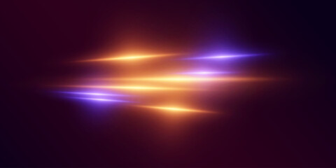 Glowing light lines with blur effect for abstract futuristic design.