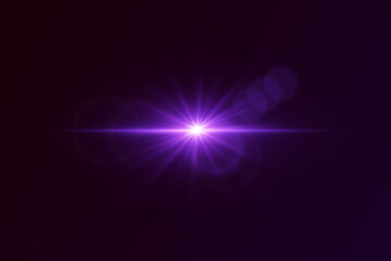 Bright star flash with glowing rays and lens effects. Magic light effect.
