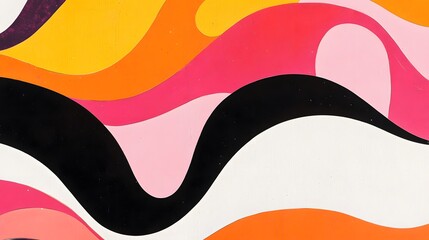 Abstract Wave Pattern Background Pink Orange Black White