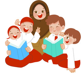 Kids study with teacher