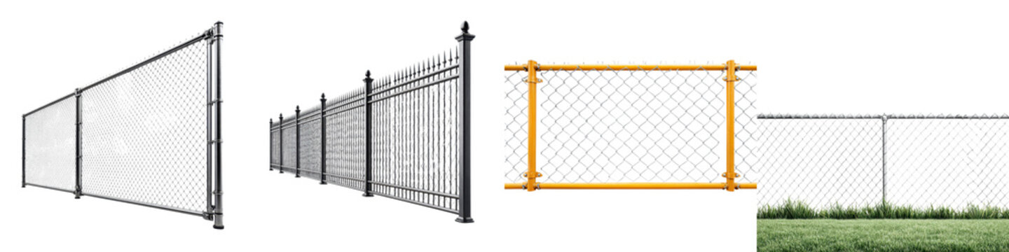 Various styles of chain link fencing showcasing durability, functionality, and aesthetic appeal in urban and rural settings, ideal for security and enclosure solutions.