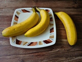 bananas on a wooden table