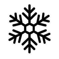 Solid Icon of a Six-Pointed Snowflake - Representing Winter, Cold, and Snow