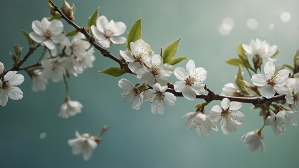 Obraz premium Stunning White Blossoms Springtime Serenity in Full Bloom