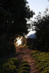 sunset in the village