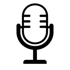Solid Icon of a Classic Microphone - Representing Audio Recording, Broadcasting, and Voice