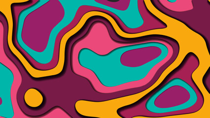 Abstract 3D background with paper cut shapes. Vector design layout for business presentations, flyers, posters and invitations. Colorful engraving art - blue, yellow and purple