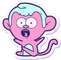 sticker of a cartoon shocked monkey