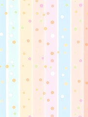A colorful, striped background with playful polka dots in various colors, evoking a cheerful and childlike aesthetic.