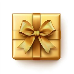 Gold gift box with elegant satin bow