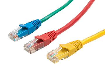 Colorful network cables, isolated PNG transparent background