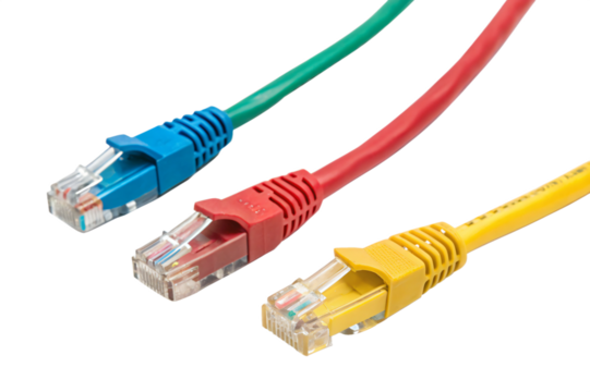 Colorful network cables, isolated PNG transparent background