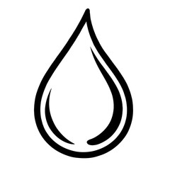 Simple Outline Icon of a Water Drop - Representing Liquid, Purity, and Hydration