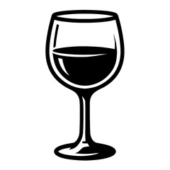 Solid Icon of a Wine Glass with Liquid - Representing Beverages, Celebration, and Dining