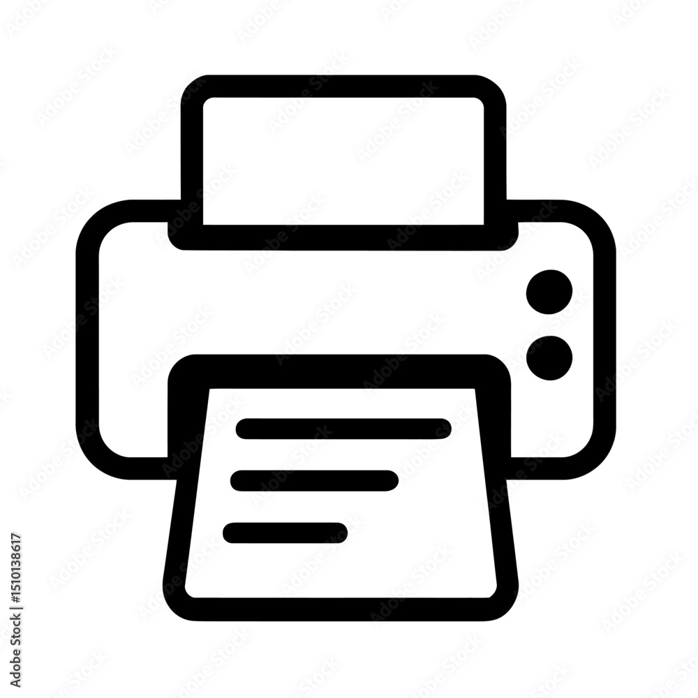 Poster Simple Outline Icon of a Printer with Paper - Representing Printing and Document Output
