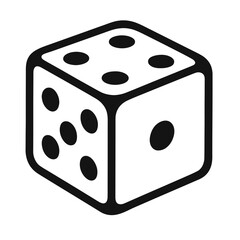 Outline Icon of a Six-Sided Die - Representing Games, Chance, and Probability