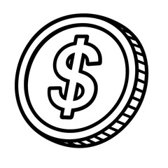 Outline Icon of a Dollar Coin - Representing Currency, Finance, and Transactions