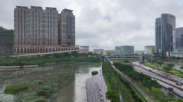 Aerial views of the Macau Cotai skyline