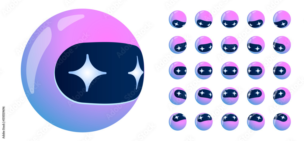 Poster ai robot mascot with cute face. 3d chatbot assistant icon for tech, app or digital support. futurist