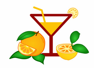 orange fruit, orange juice vector color