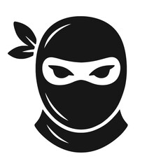 Stylized Ninja Head Mask Outline Icon - Representing Stealth, Martial Arts, and Secrecy