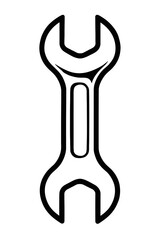 Simple Wrench Outline Icon - Essential Tool for Mechanics, Repair, and Maintenance