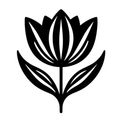 Black and White SVG of a Tulip Icon