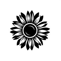 Black and White SVG of a Sunflower Icon