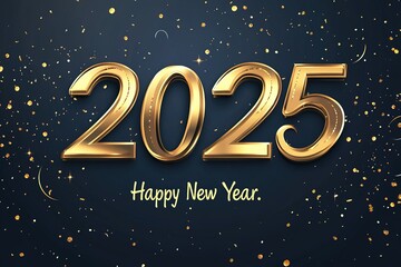 Happy new year 2025 gold numbers design
