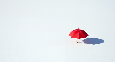 AI-Generated of Negative Space Concept with Minimalist Red Umbrella on White Background