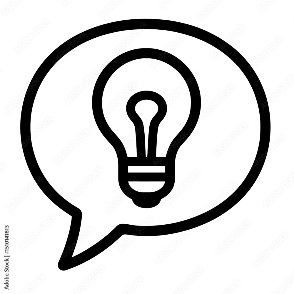 Aufkleber lightbulb idea in speech bubble outline icon - symbolizing creativity, innovation, and new concepts