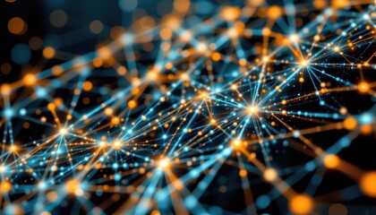 Abstract glowing lines and dots background, futuristic design for digital art modern technology