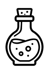 Laboratory Flask Potion with Bubbles Outline Icon - Representing Chemistry, Experiments, and Solutions