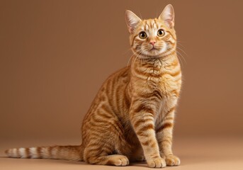 Obraz premium Portrait of a ginger tabby cat sitting upright