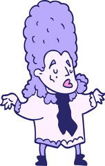 cartoon doodle man in wig