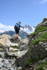 Wanderer bei La flegere bei Chamonix