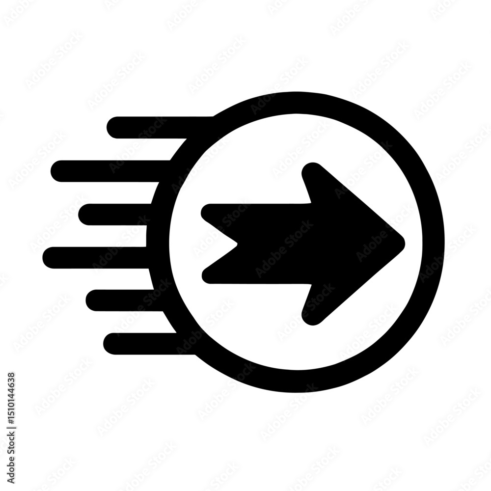 Poster speed fast forward arrow in circle outline icon - progress, motion, and quickness symbol