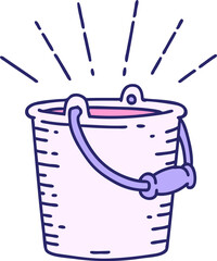 illustration of a traditional tattoo style bucket of water
