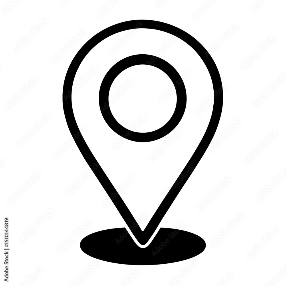 Poster location pin map pointer outline icon - gps, navigation, and address symbol